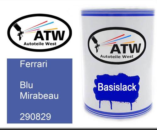 Ferrari, Blu Mirabeau, 290829: 500ml Lackdose, von ATW Autoteile West.